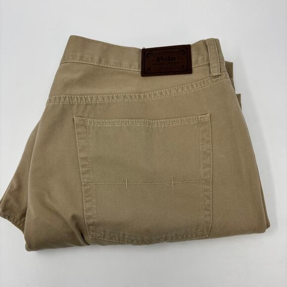 Polo Ralph Lauren Mens 40x31 Light Brown 5 Pocket Design Jeans - Picture 1 of 6